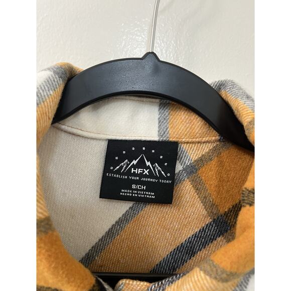 HFX Flannel Shirt Womens SMALL Long Sleeves Heavyweight Snaps orange white EUC - Picture 5 of 6